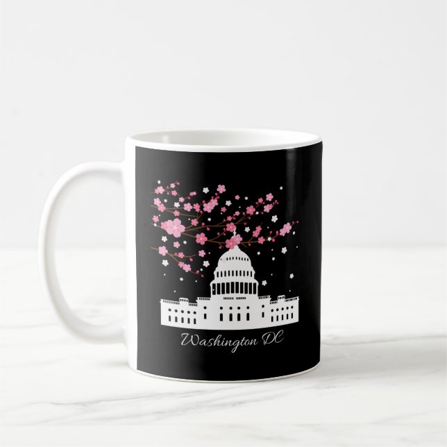Caneca De Café Washington Dc Capitol Building Cherry Blossoms (Esquerda)