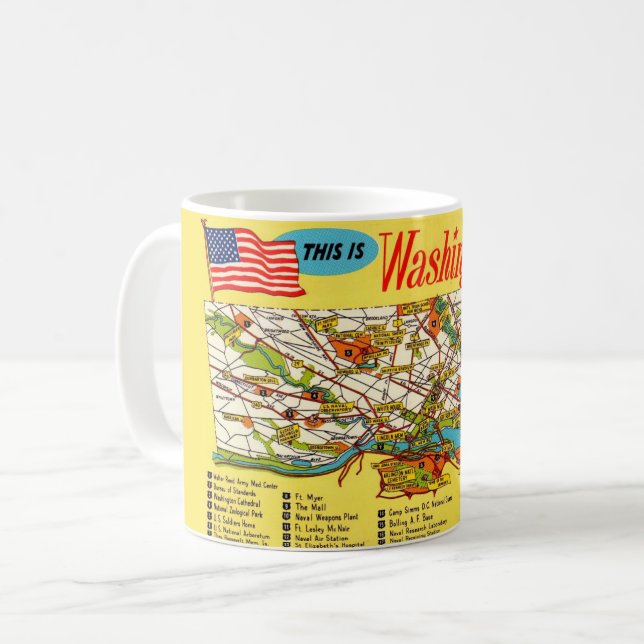 Caneca De Café Washington DC Map Mug (Frente Esquerda)