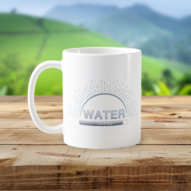 Caneca De Café Water Reminder Good Day Blue Mug (Criador carregado)