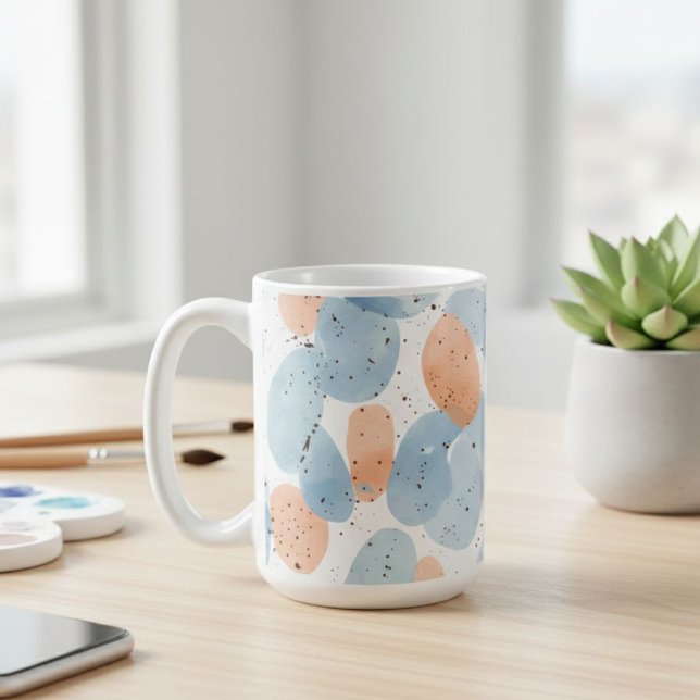 Caneca De Café Watercolor Abstract Pebble Shapes Pattern Coffee  (Criador carregado)