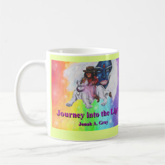 Caneca De Café Watercolor Art Boy Riding white Lioness Woman Love