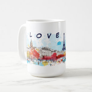 Caneca De Café Watercolor Art I love Paris Eiffel Tower Viagem
