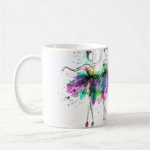 Caneca De Café Watercolor Ballerinas: Ilustração da Dança Brilhan