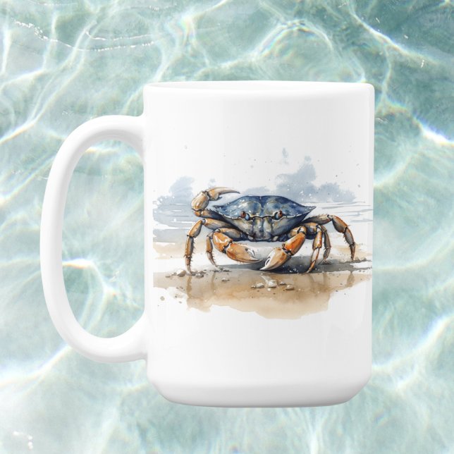 Caneca De Café Watercolor Beach Crab (Criador carregado)