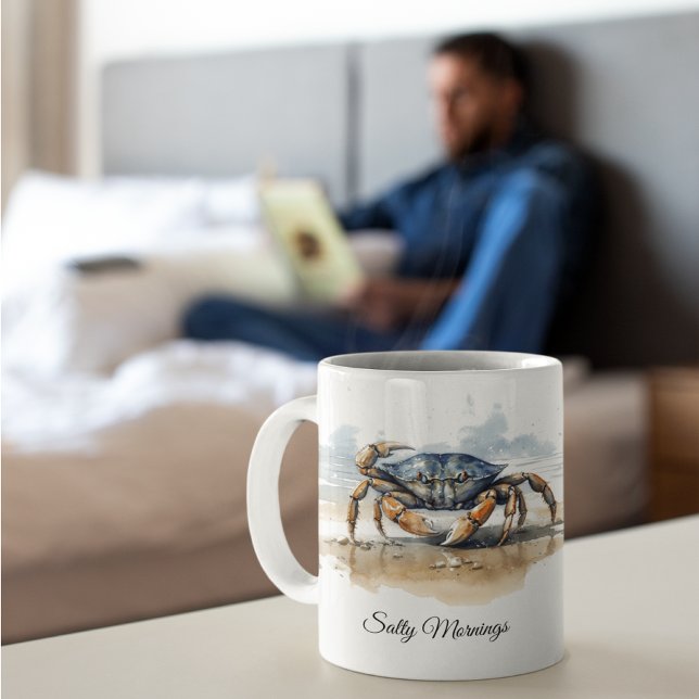 Caneca De Café Watercolor Beach Crab, custom (Criador carregado)