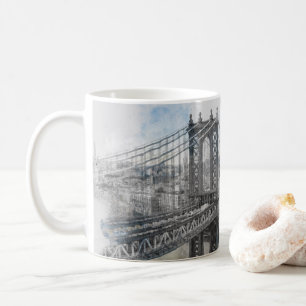 Caneca De Café Watercolor Brooklyn Bridge Coffee Mug - Elegante