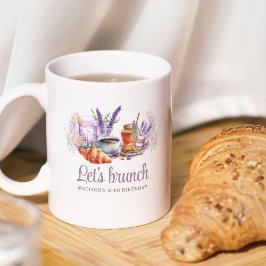 Caneca De Café Watercolor Brunch Birthday Personalizado