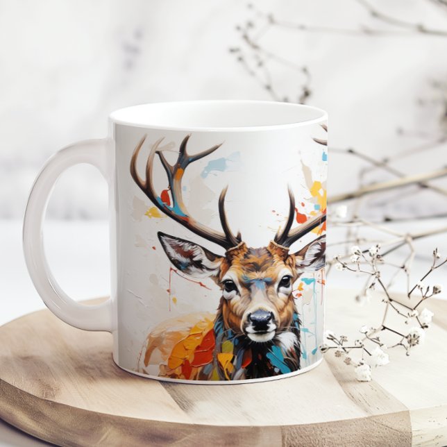 Caneca De Café Watercolor Buck Deer Hunter (Criador carregado)