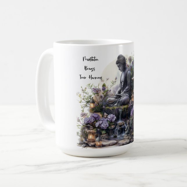 Caneca De Café Watercolor Budha Garden Harmony Mug (Frente Esquerda)