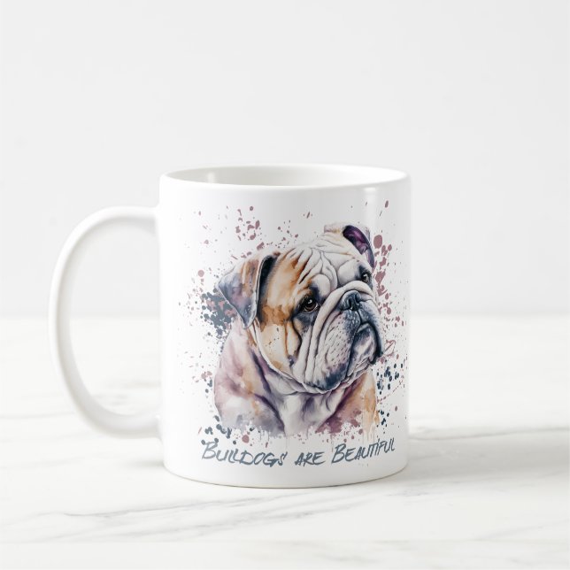Caneca De Café Watercolor Buldogue (Esquerda)