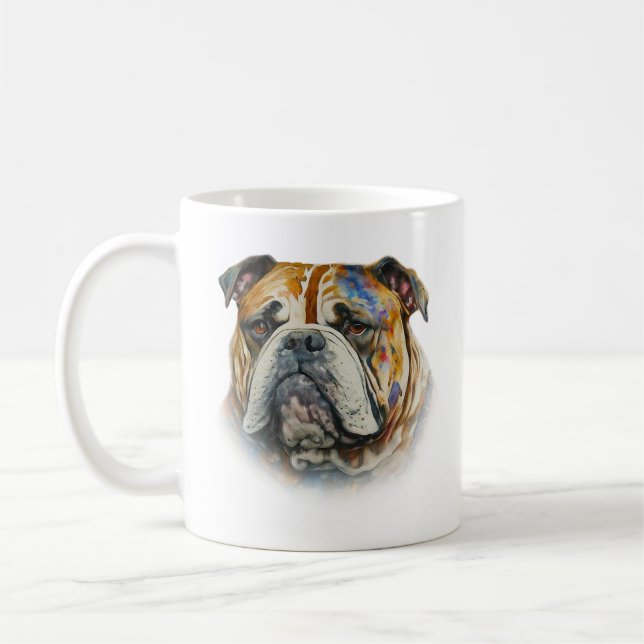 Caneca De Café Watercolor Buldogue (Esquerda)
