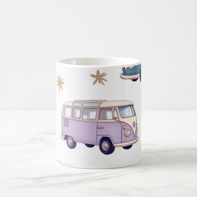 Caneca De Café Watercolor camper van design (Centro)
