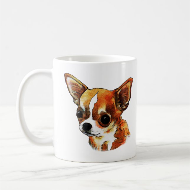 Caneca De Café Watercolor Chihuahua (Esquerda)