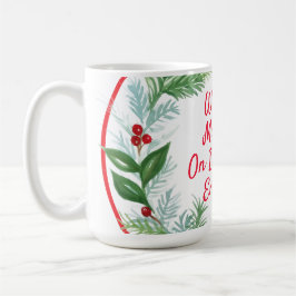 Caneca De Café Watercolor Christmas Wreath MAHJONG