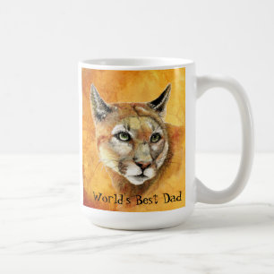 Caneca De Café Watercolor Cougar Animal World's Best Pai