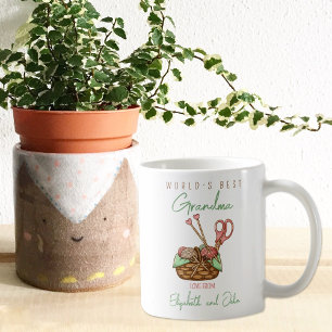 Caneca De Café Watercolor Crochet World's Best Grandma Custom