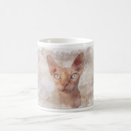 Caneca De Café Watercolor. do gato de Sphynx