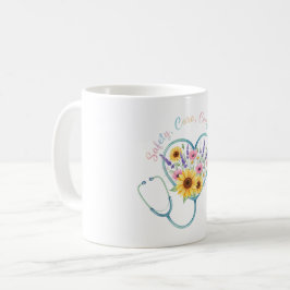 Caneca De Café Watercolor Floral Stethoscope Heart Nurse Gift