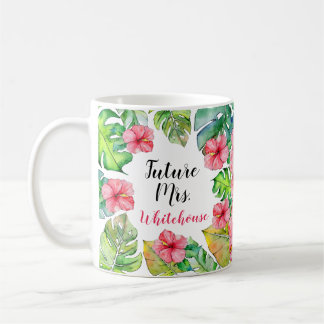 Caneca De Café Watercolor Floral Tropical Future Sra.