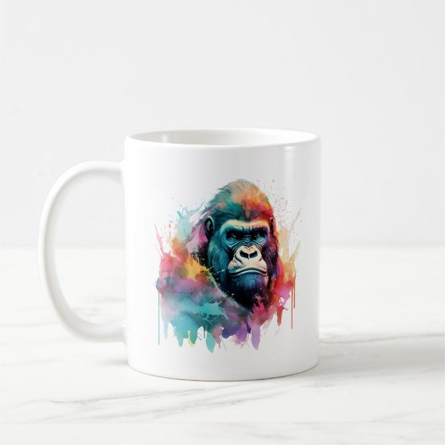Caneca De Café Watercolor Gorilla Mug (Esquerda)