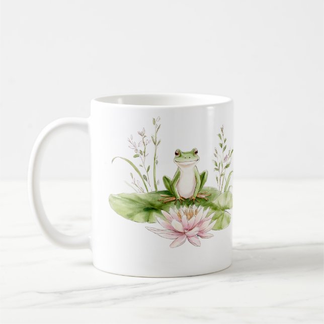 Caneca De Café Watercolor Green Frog  (Esquerda)