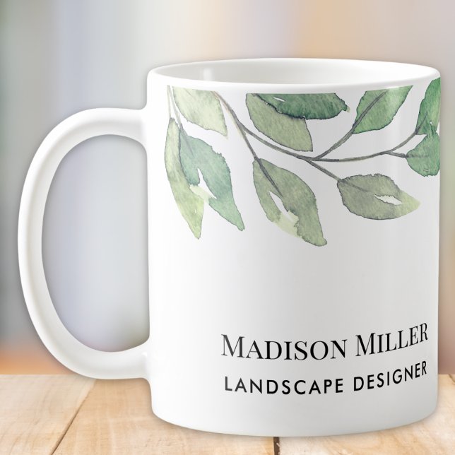 Caneca De Café Watercolor Greenery Landscape Designer (Criador carregado)