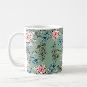Caneca De Café Watercolor hand drawn seamless pattern with beauti