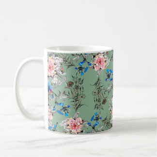 Caneca De Café Watercolor hand drawn seamless pattern with beauti