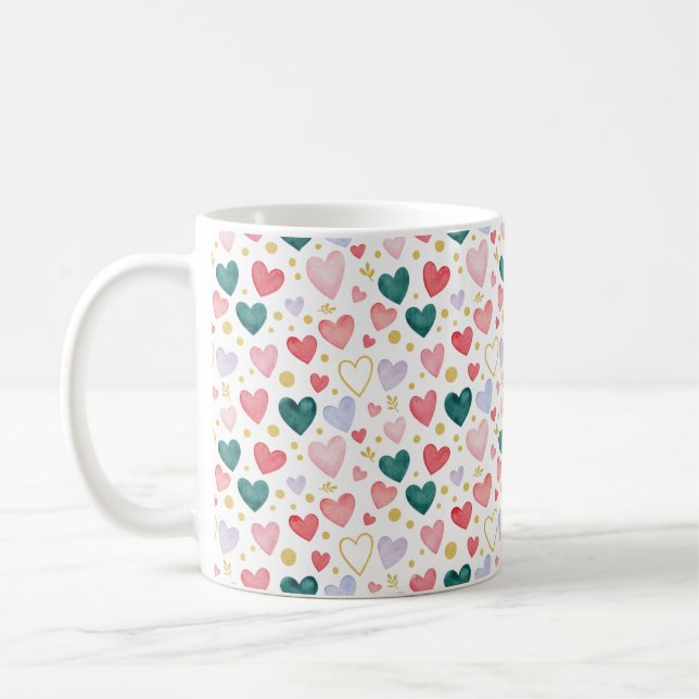 Caneca De Café Watercolor Heart Jubilee (Esquerda)