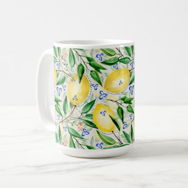 Caneca De Café Watercolor lemons fruit (Frente Esquerda)