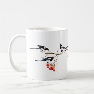 Caneca De Café Watercolor Magpie Birds Nature Art
