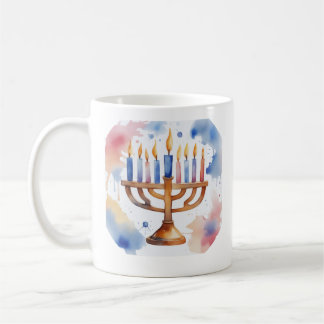 Caneca De Café Watercolor Menorah Happy Hanukkah