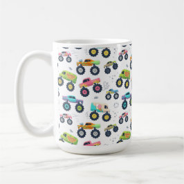 Caneca De Café Watercolor Monster Car Trucks kids