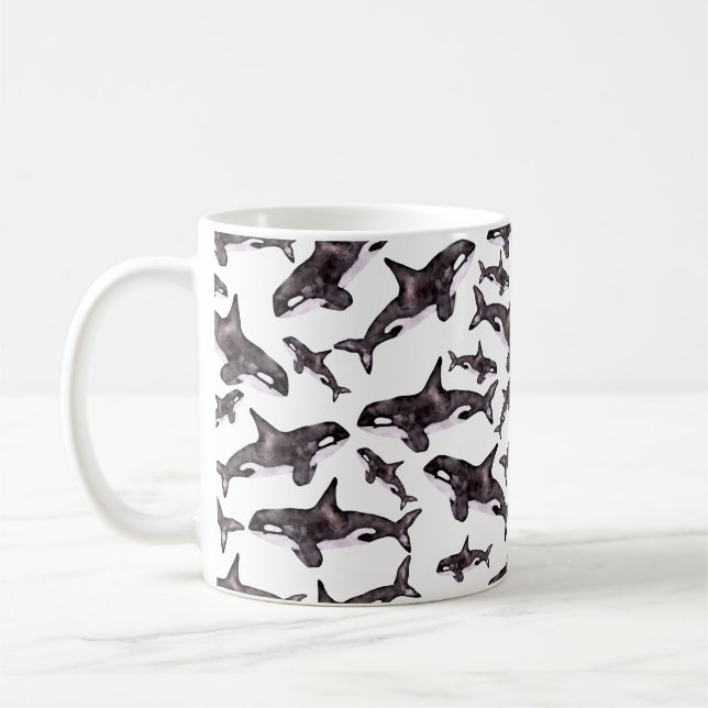 Caneca De Café Watercolor Orca (Esquerda)