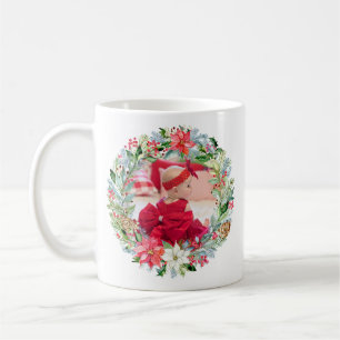 Caneca De Café Watercolor Poinsettia Christmas Wreath Photo