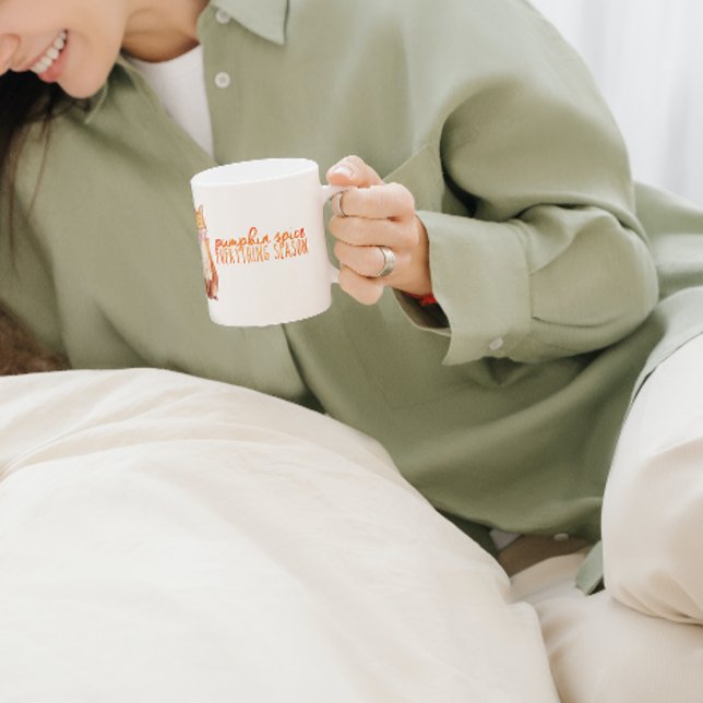 Caneca De Café Watercolor Pumpkin Spice Season Sitting Fox (Criador carregado)