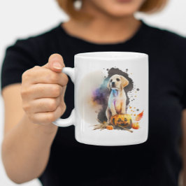 Caneca De Café Watercolor Puppy Halloween