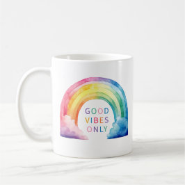 Caneca De Café Watercolor Rainbow Good Vibs Apenas Café Mug
