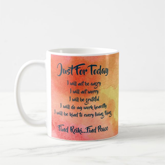 Caneca De Café Watercolor Reiki Principles Mug (Esquerda)