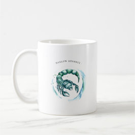 Caneca De Café Watercolor Scorpio Astrology Zodiac | Monograma