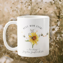 Caneca De Café Watercolor Sunflower Beers Melhor Mãe Nunca Escrit