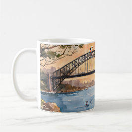 Caneca De Café Watercolor Sunset: Sydney Harbor Brilliance