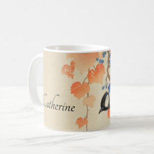 Caneca De Café Watercolor Vintage - Impressão de Ave Japonês
