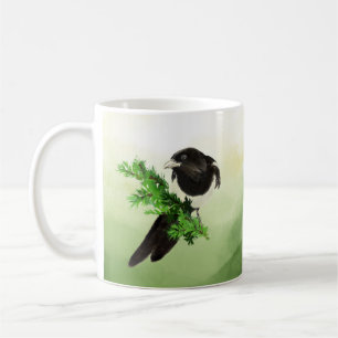 Caneca De Café Watercolor Wildlife Magpie Bird Nature art