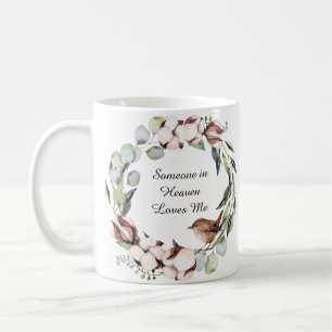 Caneca De Café Watercolor Winter Bird Wreath Memorial Keepsaké
