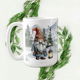 Caneca De Café Watercolor Winter Christmas Gnomo