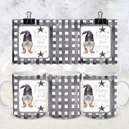 Caneca De Café Watercolor Winter Gnomon Buffalo check Natal