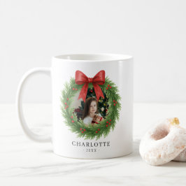 Caneca De Café Watercolor Wreath Foto Moderna Natal
