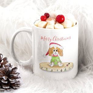 Caneca De Café Watercolor Xmas Cavalier King Charles Spaniel