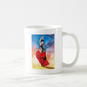 Caneca De Café Watercolour do DANÇARINO do FLAMENCO
